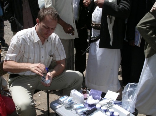 Collecting saliva samples in Yemen, Spring 2007